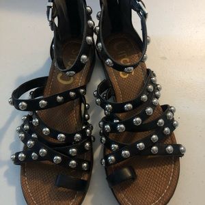 Circus Sam Edelman Black Studded Gladiator Sandals